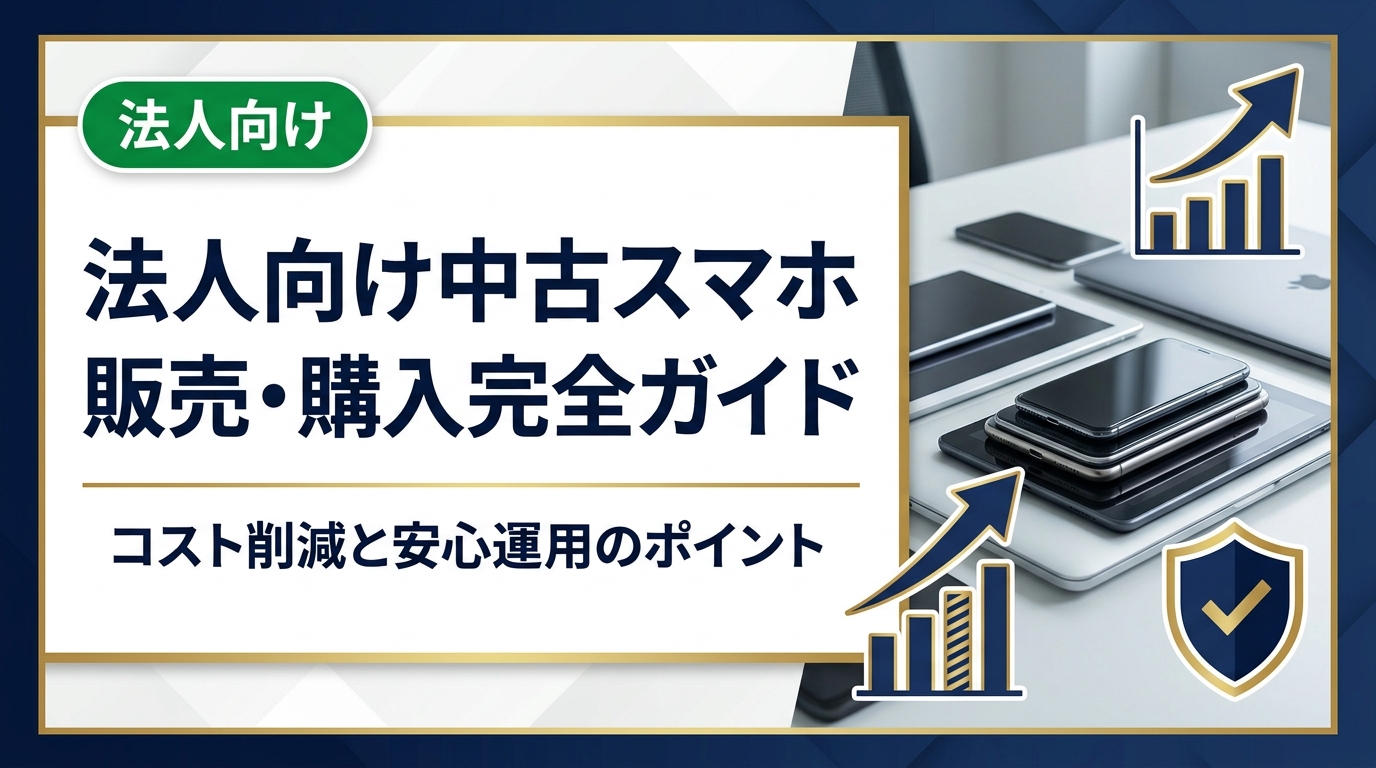 法人向け中古スマホの購入・販売を検討中の総務・情シス担当者必見。調達コスト削減、データ消去、在庫処分まで実務的なポイントを徹底解説します。