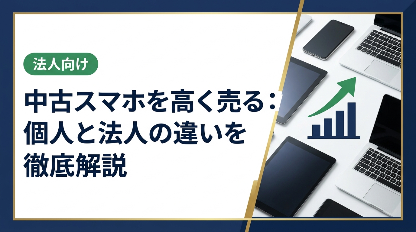 中古スマホを高く売りたい法人担当者必見。個人向けフリマ・オークションと法人特化買取の違いを、手間・データ消去・一括対応など実務視点で比較解説します。