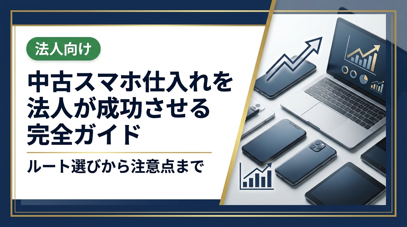 法人が中古スマホを仕入れる際のルート選び・相場・品質確認・法的注意点を実務目線で解説。卸業者直結の中古スマホ流通センターなら高品質在庫を安定調達できます。