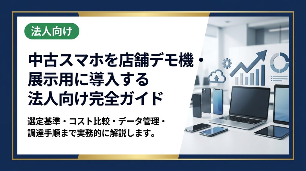 店舗のデモ機・展示用端末に中古スマホを導入したい法人担当者へ。選定基準・コスト比較・データ管理・調達手順まで実務的に解説します。