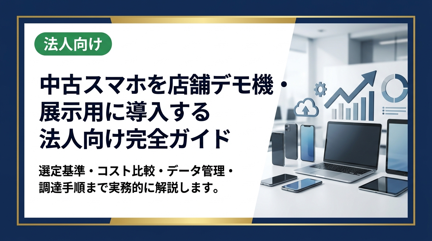 店舗のデモ機・展示用端末に中古スマホを導入したい法人担当者へ。選定基準・コスト比較・データ管理・調達手順まで実務的に解説します。