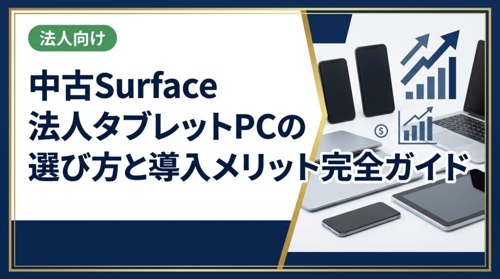 法人向け中古Surfaceの選び方・導入メリット・注意点を総務・情シス担当者向けに解説。データ消去証明書付きで安心、卸業者直結の高品質在庫をご提案。