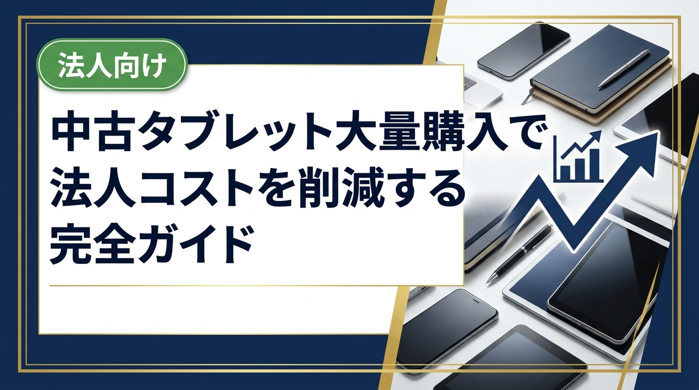 中古タブレットを大量購入して法人コストを削減する方法を解説。卸業者直結の高品質在庫・データ消去証明書・即日対応など、法人担当者が知っておくべき実務的なポイントを網羅します。