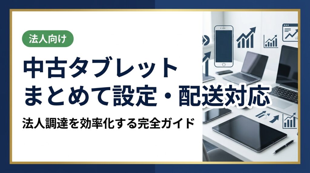 中古タブレットをまとめて導入したい法人担当者向けに、選定基準・初期設定・データ消去・配送手配まで実務的に解説。コスト削減と安全な運用を両立するポイントを紹介します。