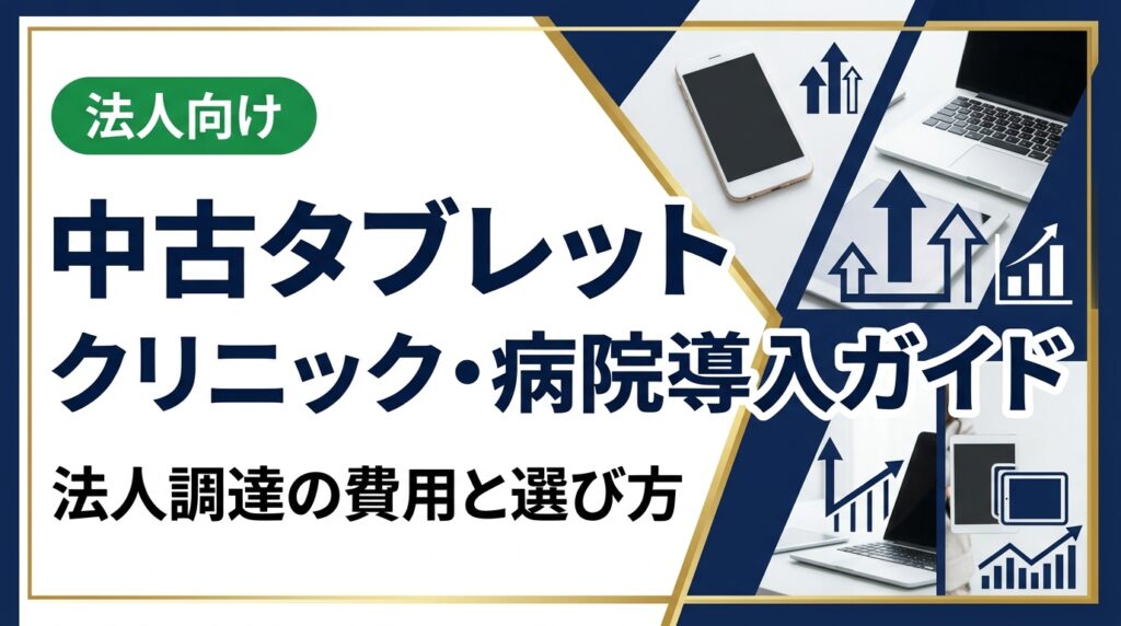 クリニック・病院が中古タブレットを導入する際の選び方、衛生管理、セキュリティ対策、コスト比較まで実務担当者向けに解説。法人向け一括調達・見積りも対応。