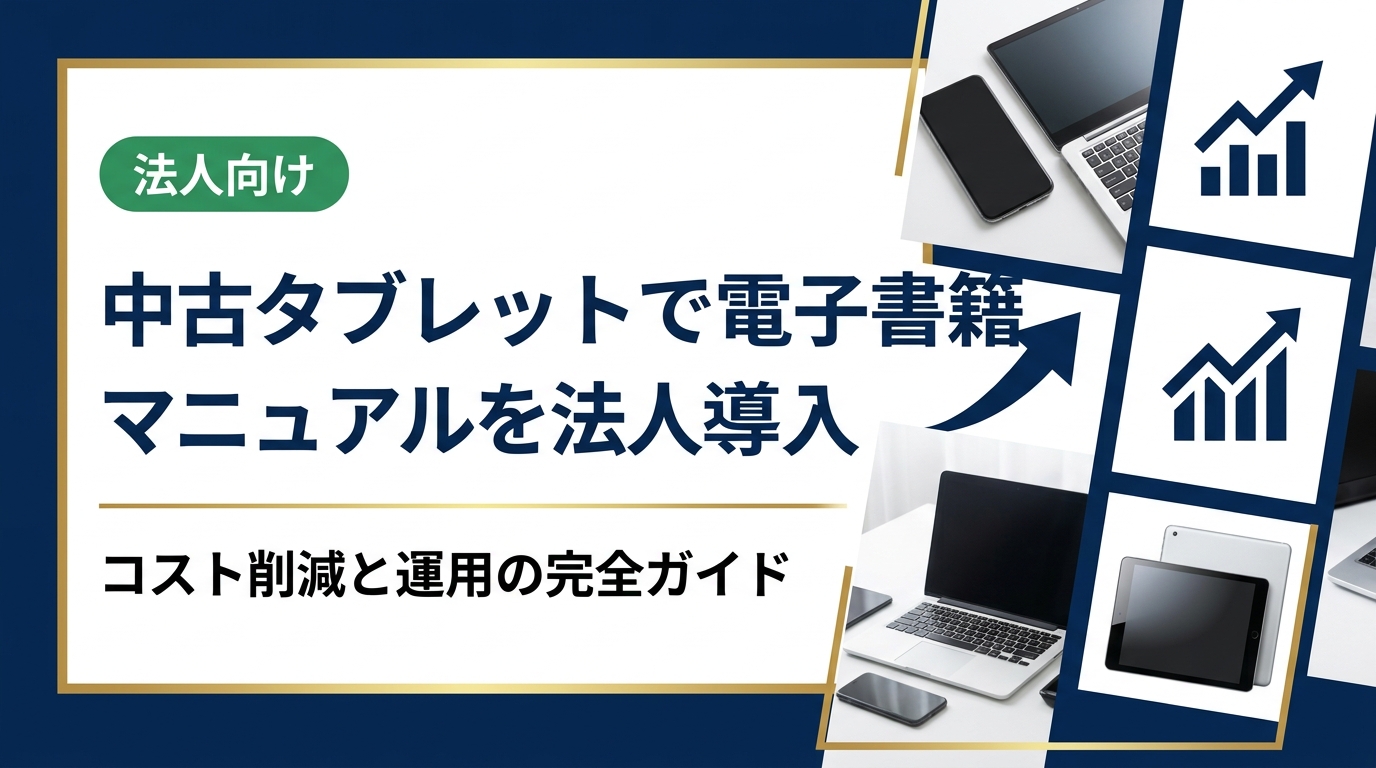 中古タブレットを活用した電子書籍マニュアルの法人導入を徹底解説。選び方・コスト比較・データ管理・運用ポイントまで総務・情シス担当者が知りたい実務情報をまとめました。
