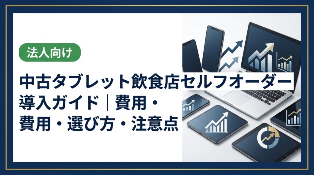 飲食店のセルフオーダー導入に中古タブレットを活用する方法を徹底解説。機種選定・必要スペック・データ消去・運用コスト削減まで法人担当者向けに実務的に紹介します。