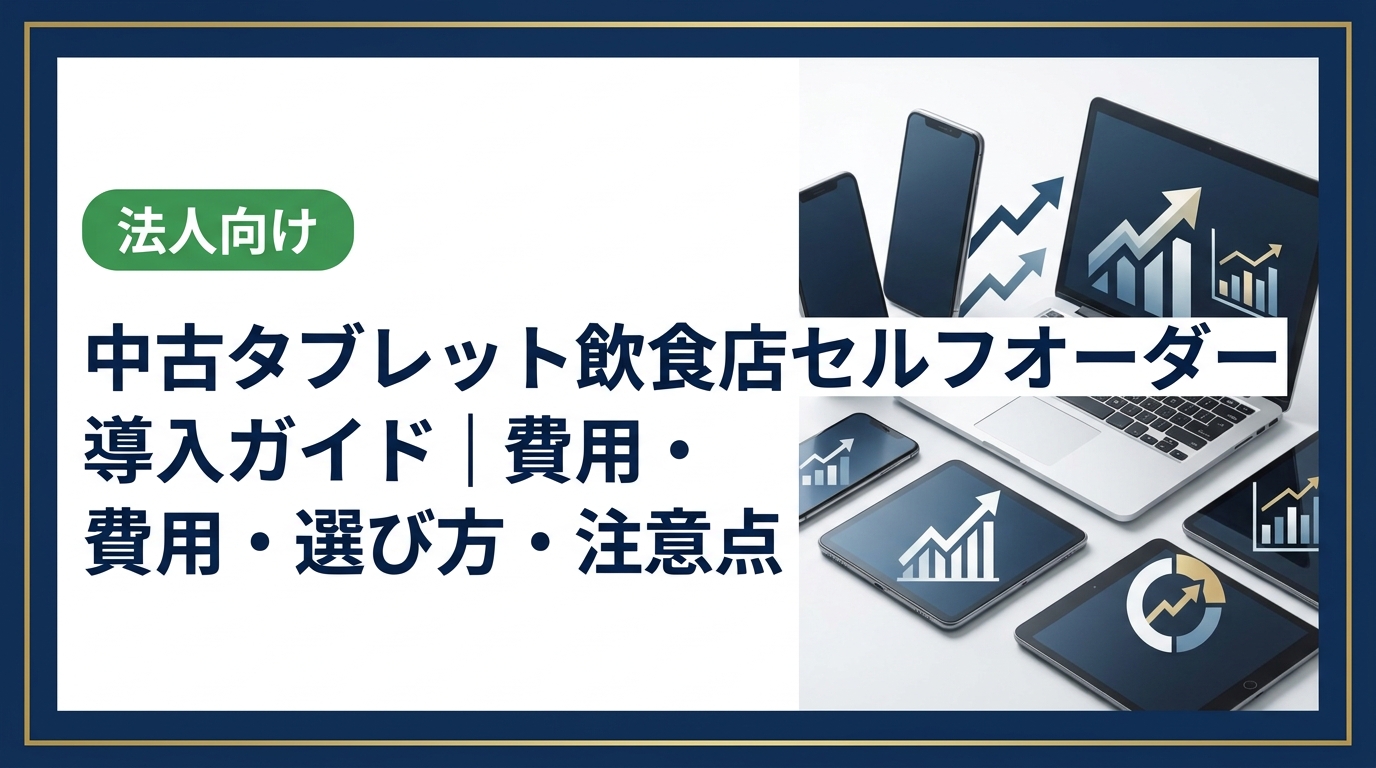 飲食店のセルフオーダー導入に中古タブレットを活用する方法を徹底解説。機種選定・必要スペック・データ消去・運用コスト削減まで法人担当者向けに実務的に紹介します。