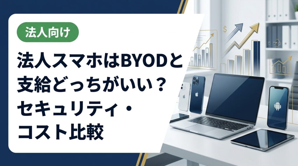 BYODと社用端末支給を法人視点でセキュリティ・コスト・管理面から徹底比較。中古スマホ活用で支給コストを抑える方法も解説。情シス・経営者必読の実務ガイド。