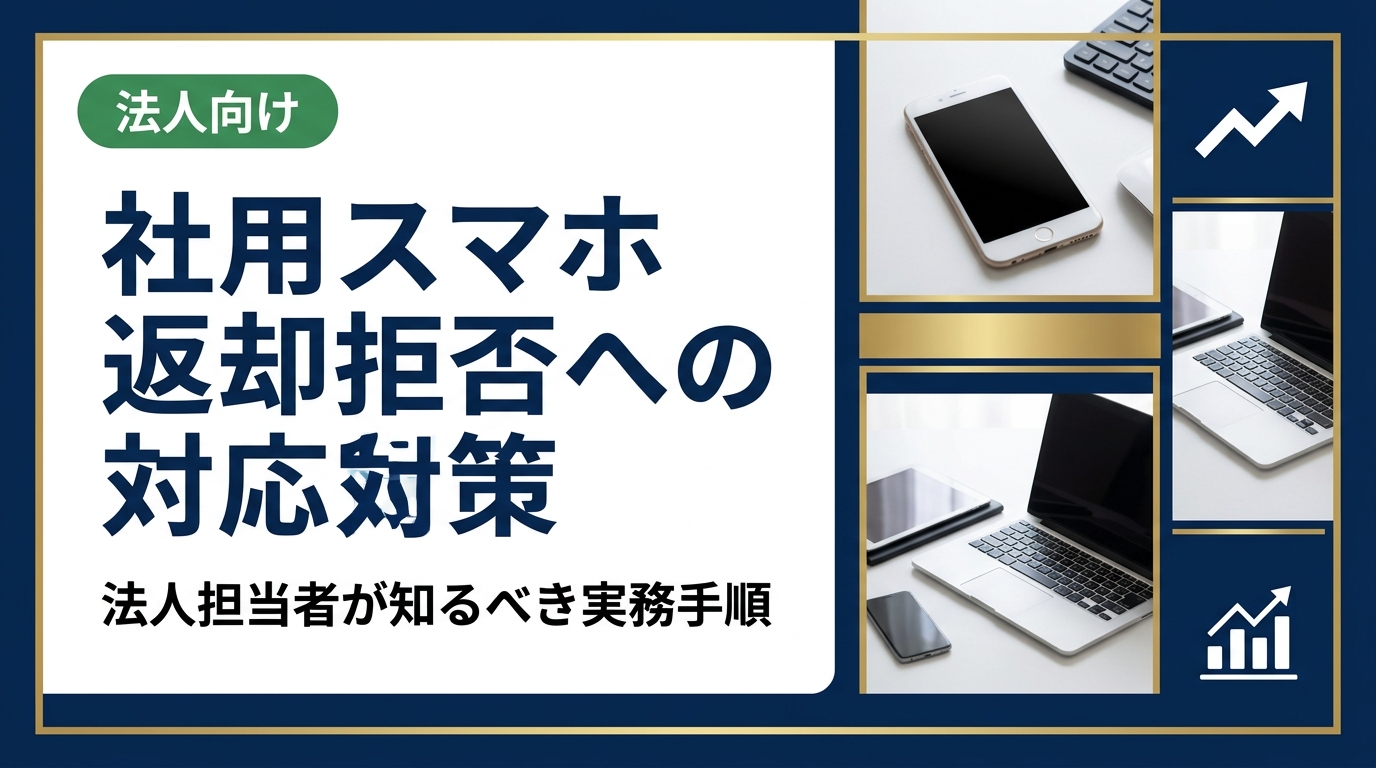 退職者が社用スマホを返却しない場合の法的対処から就業規則整備、証拠保全、データ消去証明書発行まで、法人総務・人事担当者向けに実務的な手順を解説します。