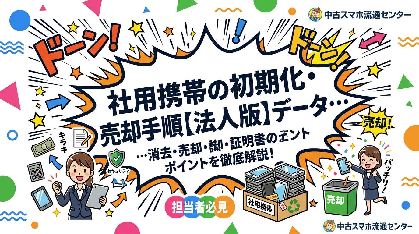 社用携帯の売却前に初期化だけでは不十分な理由と、法人が実施すべきデータ消去・確認ポイント・売却手順を総務・情シス向けに解説。データ消去証明書の必要性もわかります。