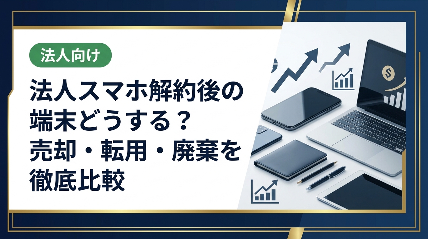 キャリア契約を解約した法人スマホの処理方法を総務担当向けに解説。社内転用・売却・廃棄の比較からSIMロック解除確認、データ消去手順、一括買取のメリットまで実務的に紹介します。