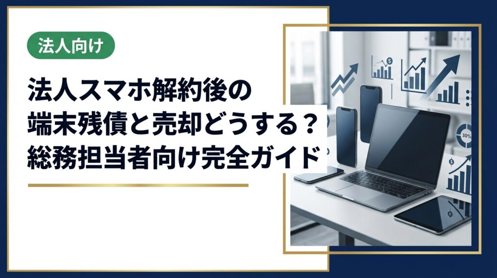 法人契約のスマホ解約後、残債がある端末はどう処理すればいい？SIMロック解除・利用制限確認・買取相場まで実務に即した手順を総務・経営者向けに解説します。