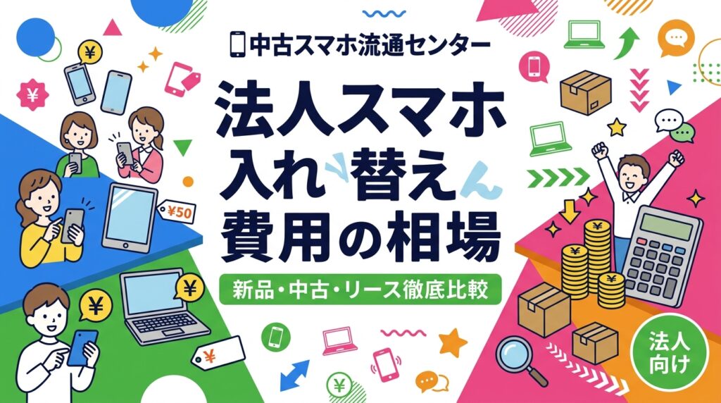 法人スマホの入れ替え費用相場を新品・中古・リース別に具体的な金額目安で解説。中古導入で1台あたり数万円削減できる試算例や、旧端末の高価買取で実質コストを下げる方法も紹介します。