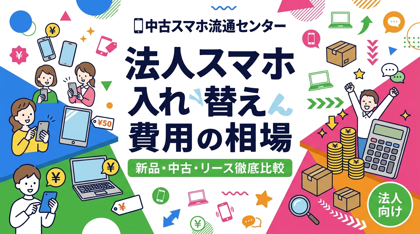 法人スマホの入れ替え費用相場を新品・中古・リース別に具体的な金額目安で解説。中古導入で1台あたり数万円削減できる試算例や、旧端末の高価買取で実質コストを下げる方法も紹介します。