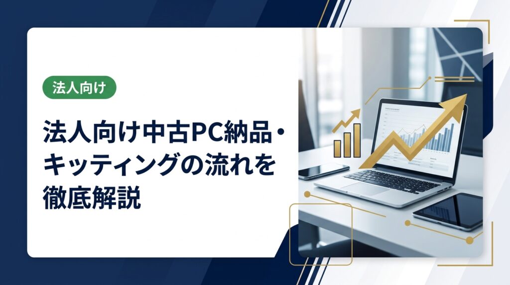 法人向け中古PCの発注からキッティング・納品までの流れを情シス担当者向けに解説。データ消去証明書の発行や即日対応など、実務に役立つ情報をまとめています。