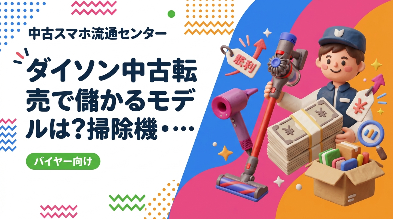 ダイソンの中古転売で利益を出すには機種選びと相場把握が重要です。掃除機・ドライヤーの売れ筋モデル・仕入値の目安・失敗リスクを転売・せどり実践者向けに実務目線で解説します。