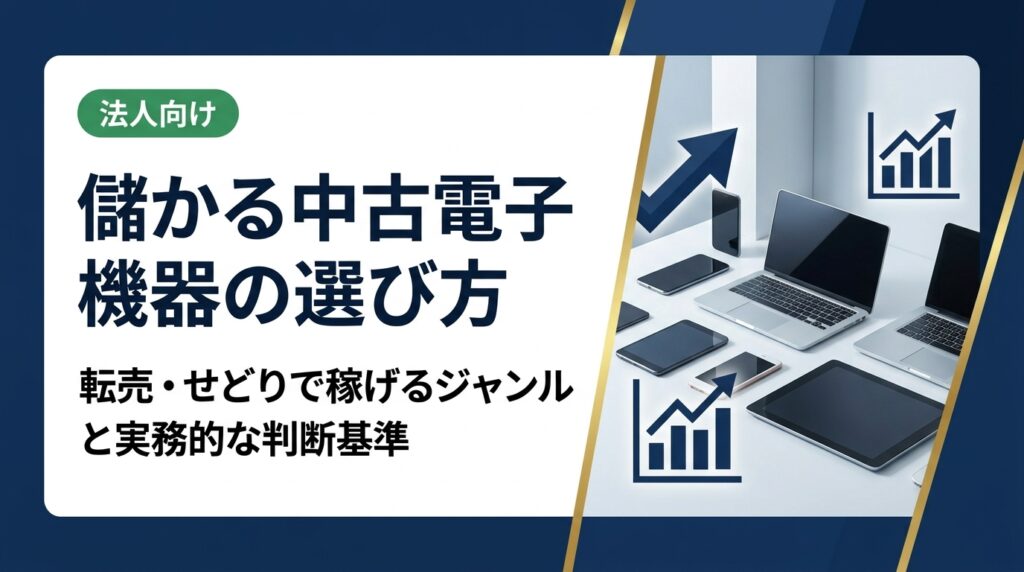 転売・せどりで儲かる中古電子機器ジャンルの選び方を実務目線で解説。需要・利益幅・リスク・古物商許可まで網羅。仕入れ先選びの失敗例も正直に紹介します。