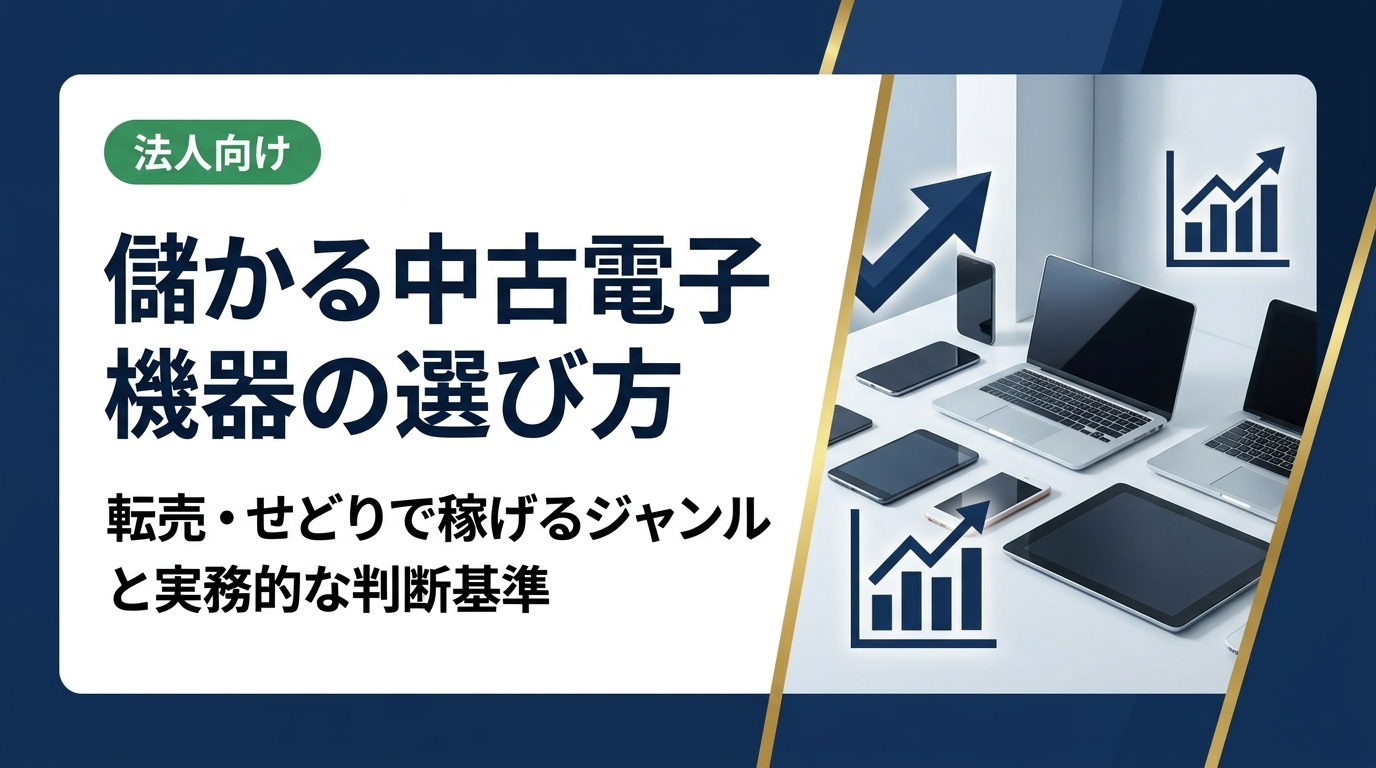 転売・せどりで儲かる中古電子機器ジャンルの選び方を実務目線で解説。需要・利益幅・リスク・古物商許可まで網羅。仕入れ先選びの失敗例も正直に紹介します。