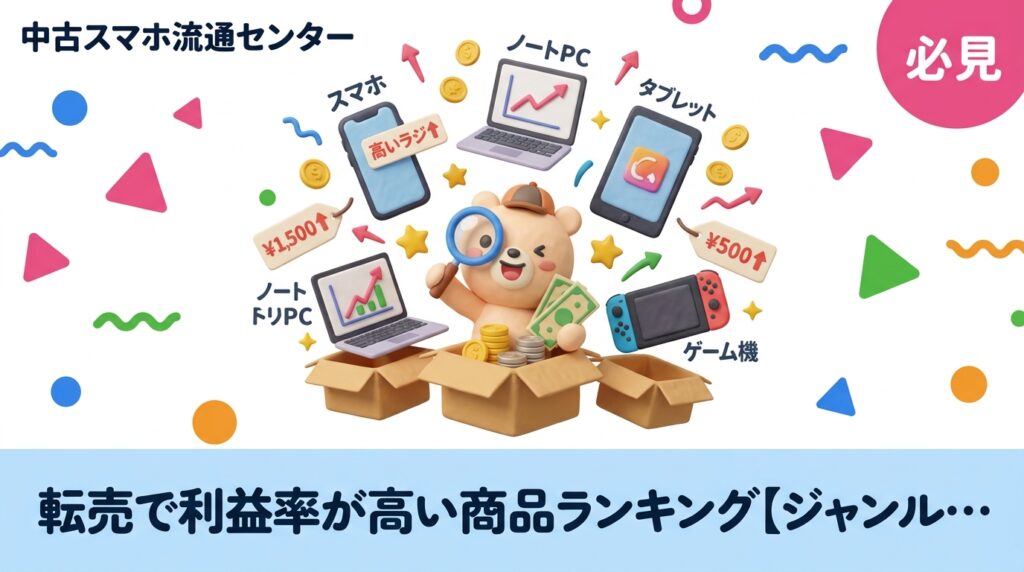 転売・せどりで利益率が高いジャンルを徹底比較。スマホ・PC・iPad・ゲーム機など中古品の需要・仕入値・リスクを実務目線で解説。古物商許可や失敗パターンも正直に紹介します。