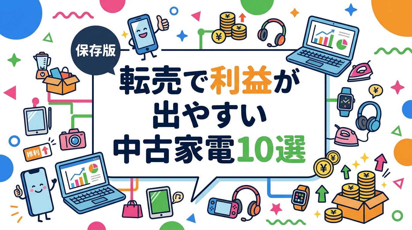 転売・せどりで利益を出しやすい中古家電・デジタル機器を10ジャンル厳選。回転速度・仕入値と売値の差・リスクを実務目線で解説。古物商許可の注意点も正直に案内します。