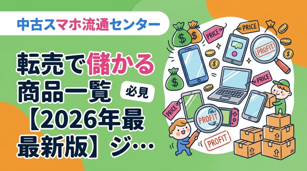 転売・せどりで利益を出しやすい商品ジャンルを2026年最新の視点で一覧化。スマホ・PC・ゲーム機など主要6ジャンルを需要・粗利・リスクの3軸で比較し、失敗パターンも正直に解説します。
