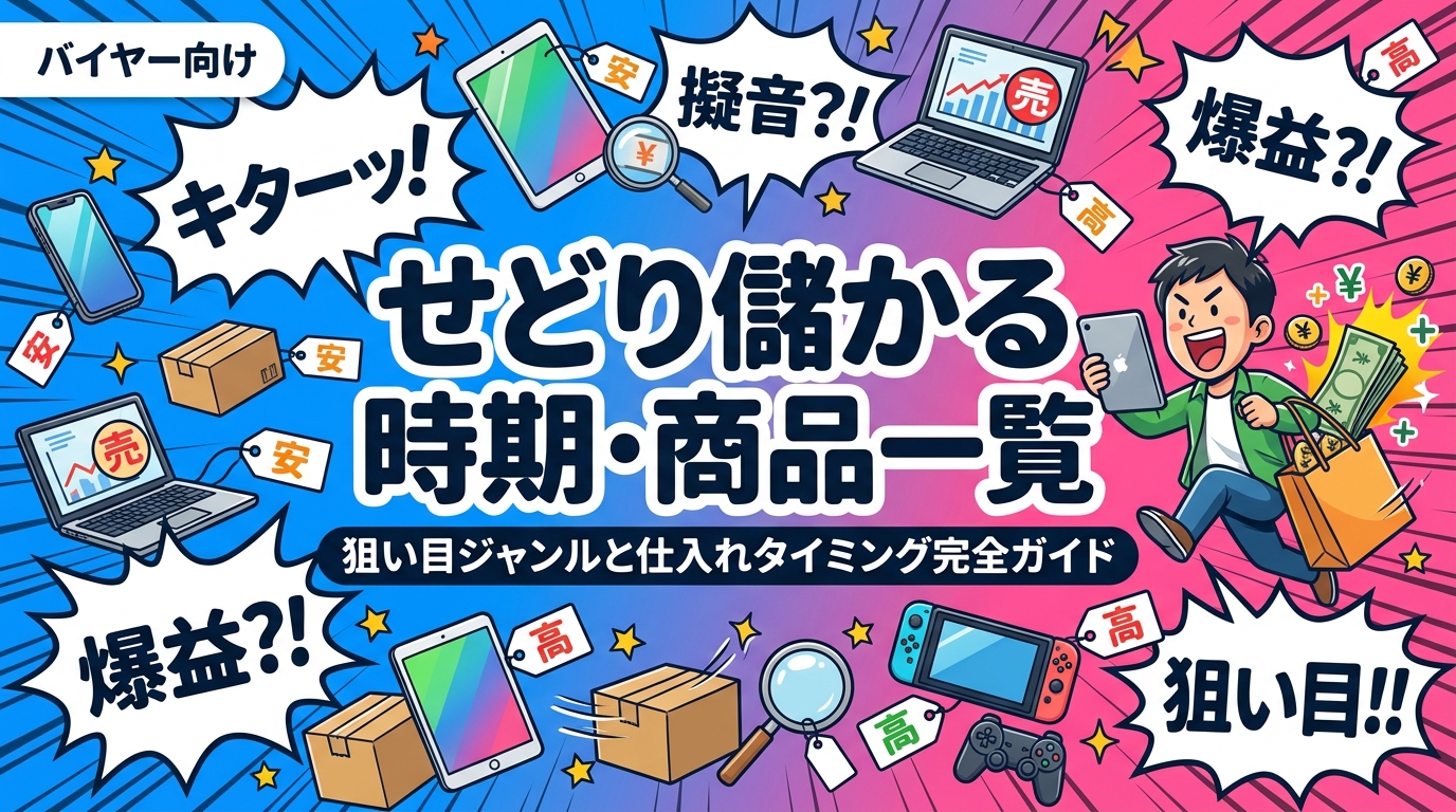 せどりで儲かる時期と商品ジャンルを実務目線で一覧化。スマホ・PC・iPadなど中古デジタル機器の需要サイクル・仕入値と売値の差・リスクを比較し、仕入れタイミングの選び方を解説します。
