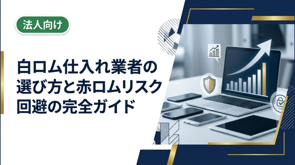 白ロム仕入れ業者の選び方から赤ロム・MDM・アクティベーションロックのリスク回避まで、リサイクルショップ・中古販売店のバイヤー向けに実務的に解説。古物商許可の要否も案内。