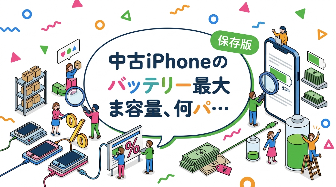 中古iPhoneのバッテリー最大容量は80%以上が一般的な目安。本記事では容量別の使い勝手の違い、購入時の確認手順、失敗しない選び方まで具体的に解説します。