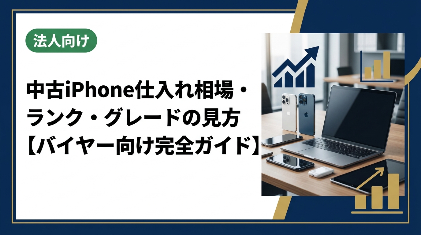 中古iPhone仕入れの相場目安・ランク/グレードの見方・赤ロムやMDMリスクの回避法・仕入れルートの比較を実務的に解説。古物商許可の必要性も正確に案内します。