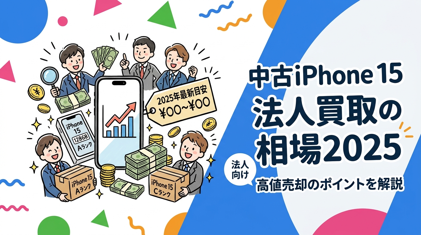 中古iPhone 15の法人買取相場を2025年最新の目安としてストレージ・状態別に紹介。卸直結で高値になりやすい理由や、法人がまとめ売りで得するコツも実務目線で解説します。