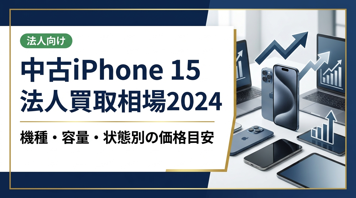 法人でiPhone 15を売るなら買取相場を事前に把握することが重要です。機種・ストレージ・状態別の価格目安と、データ消去証明書対応・即日買取の活用法を実務担当者向けに解説します。
