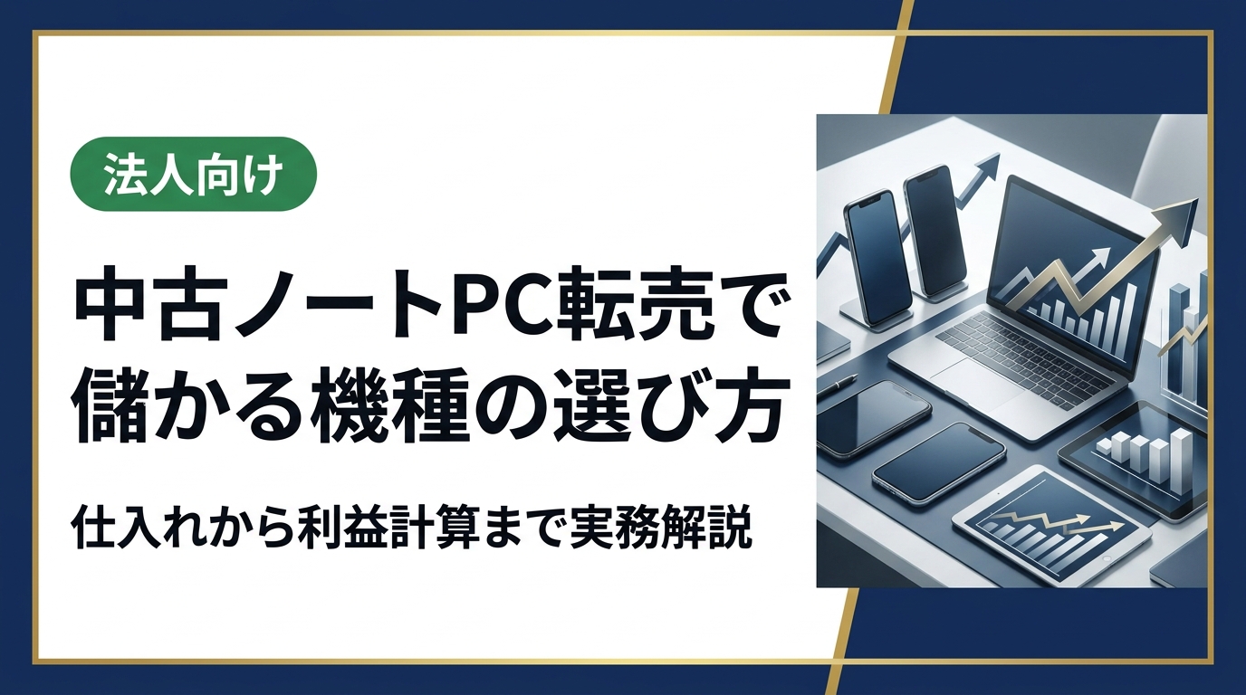 中古ノートPCの転売で利益を出すには、需要の高い機種選び・仕入値と売値の差・手数料や送料の控除後利益の計算が不可欠です。失敗パターンも含めて実務目線で解説します。