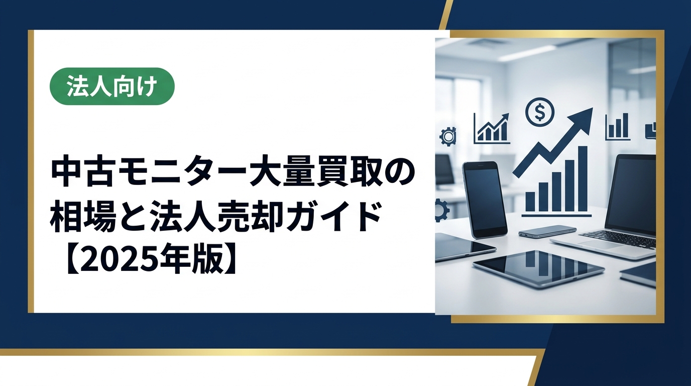 オフィス移転・縮小で中古モニターをまとめて売却したい法人向けに、メーカー・サイズ・解像度・年式別の買取相場目安や査定ポイント、出張引き取りの流れまで実務的に解説します。