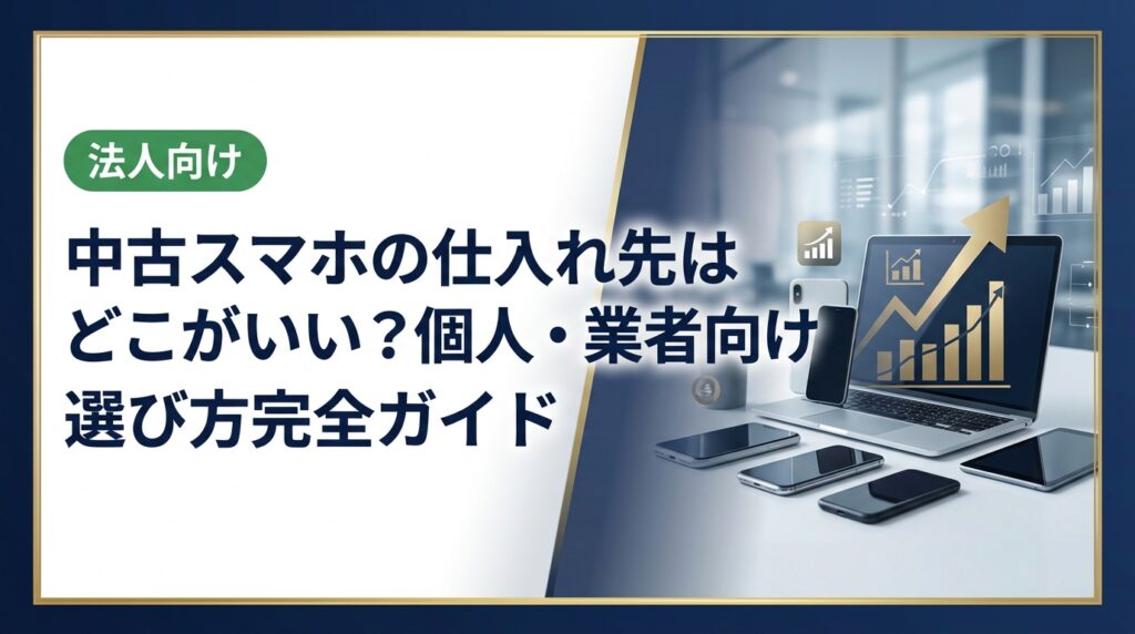 中古スマホの仕入れ先を探す個人事業主・バイヤー向けに、卸業者・オークション・フリマの特徴、赤ロム・MDMリスクの回避法、検品ポイントを実務的に解説します。