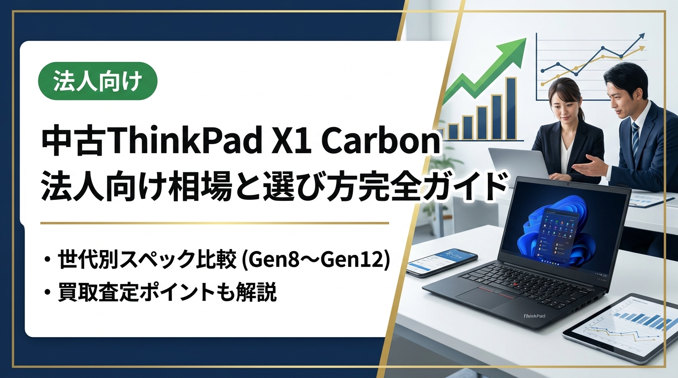 中古ThinkPad X1 Carbonの法人向け相場・世代別スペック比較・選び方を詳しく解説。Gen8〜Gen12の価格目安や買取査定ポイントも紹介します。