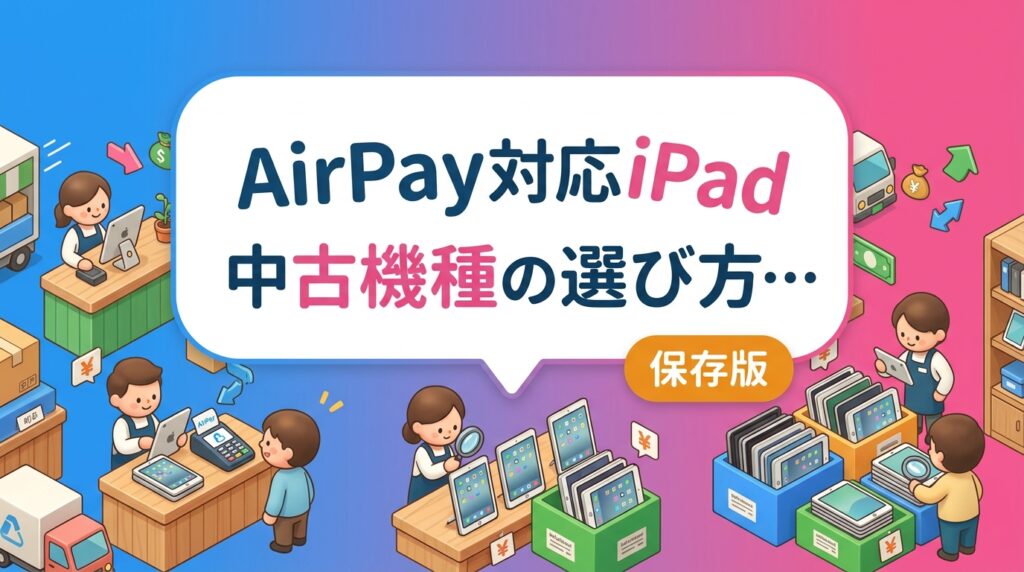 AirPayや各種POSレジに対応するiPadを中古で複数台まとめて調達したい法人向けに、機種選びの基準・注意点・コスト削減のポイントをわかりやすく解説します。