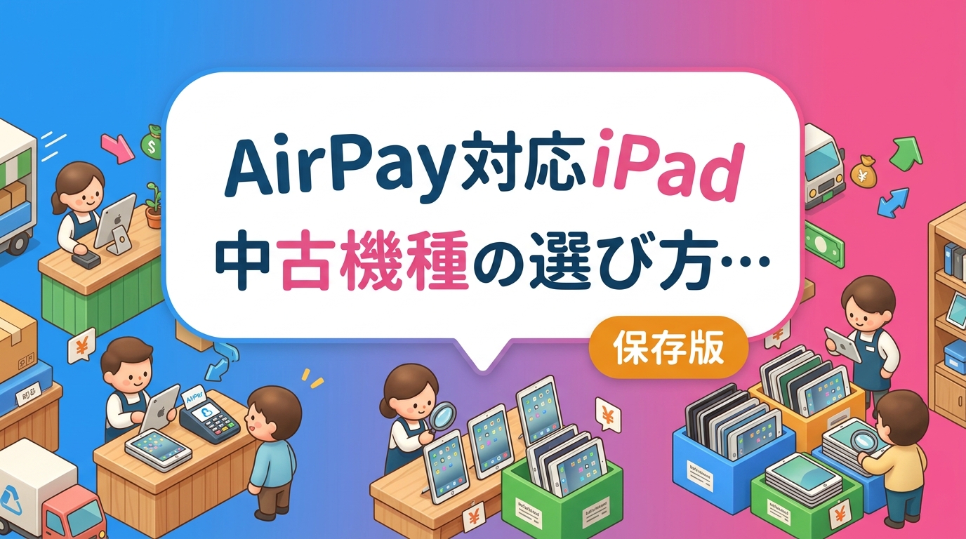 AirPayや各種POSレジに対応するiPadを中古で複数台まとめて調達したい法人向けに、機種選びの基準・注意点・コスト削減のポイントをわかりやすく解説します。