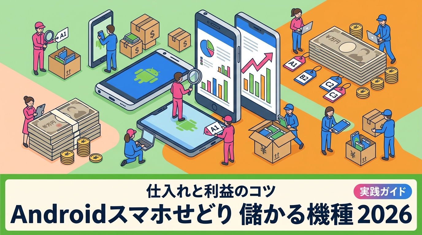 2026年にAndroidスマホせどりで利益を出しやすい機種・ジャンルを解説。仕入れ時の確認ポイント・相場の読み方・古物商許可の注意点まで実務的にまとめました。