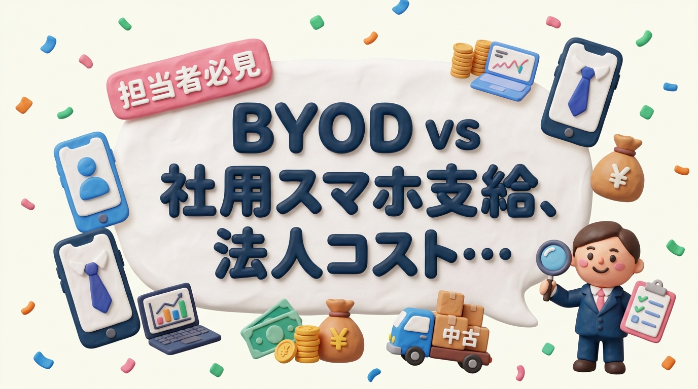BYODと社用スマホ支給のコスト・セキュリティ・管理面を法人向けに徹底比較。中小企業の総務・情シス担当が知っておくべき判断基準と、中古スマホ一括導入という現実的な第三の選択肢を解説します。