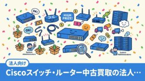 Ciscoスイッチ・ルーターを法人で買取に出す際の相場目安や査定アップのコツを解説。型番・世代・付属品の影響からデータ消去方法まで情シス担当者が知りたい実務情報を網羅。