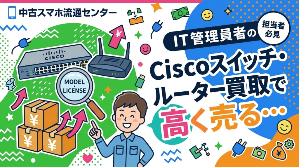 Ciscoスイッチ・ルーターを高く売るコツを情シス担当者向けに徹底解説。型番確認・ライセンス・初期化の注意点からまとめ売りの活用法まで、実務に即した手順と注意点をわかりやすく紹介します。