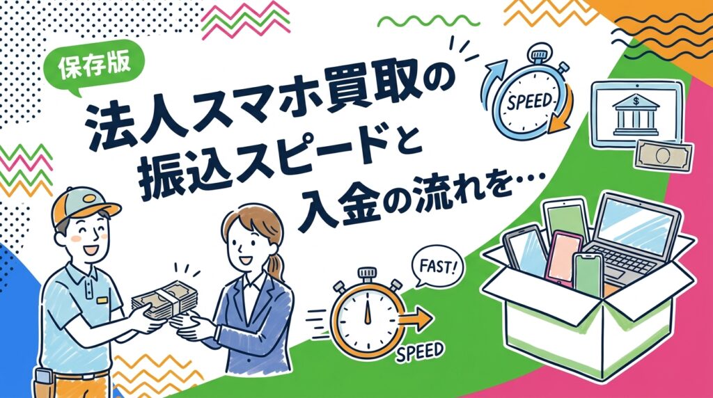 法人スマホ買取における査定完了から振込までの標準的な流れと入金スピードを実務的に解説。最短即日の条件や請求書払い・銀行振込の対応方法も紹介します。