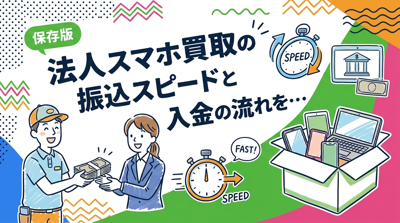 法人スマホ買取における査定完了から振込までの標準的な流れと入金スピードを実務的に解説。最短即日の条件や請求書払い・銀行振込の対応方法も紹介します。