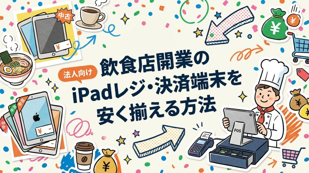 飲食店開業や多店舗展開でiPadレジ・決済端末のハードウェア調達コストを抑えたい法人担当者向けに、中古iPad活用のポイントと卸価格調達の実務を解説します。
