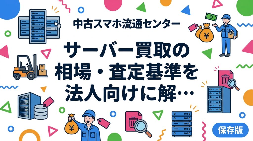 法人向けサーバー買取の相場・査定基準をわかりやすく解説。メーカー別・世代別の目安価格、年式・スペック・状態が査定額に与える影響、データ消去証明書の発行まで実務的に紹介します。