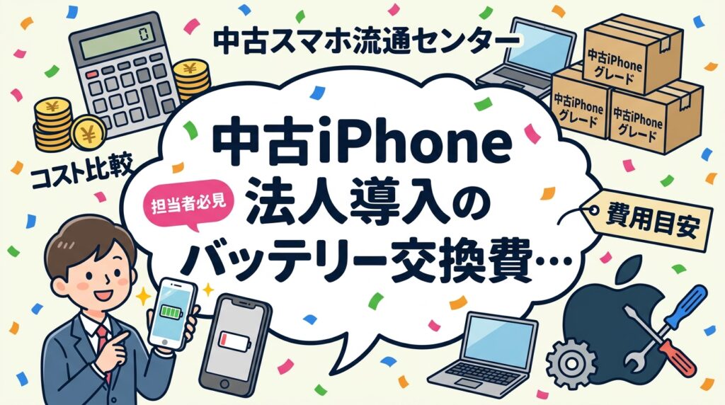 法人で中古iPhoneを導入した際のバッテリー交換が必要なケースと費用目安を解説。Apple正規料金やグレード選びのポイントを具体的に紹介し、社用スマホの維持コスト試算に役立てられる実務情報をまとめました。
