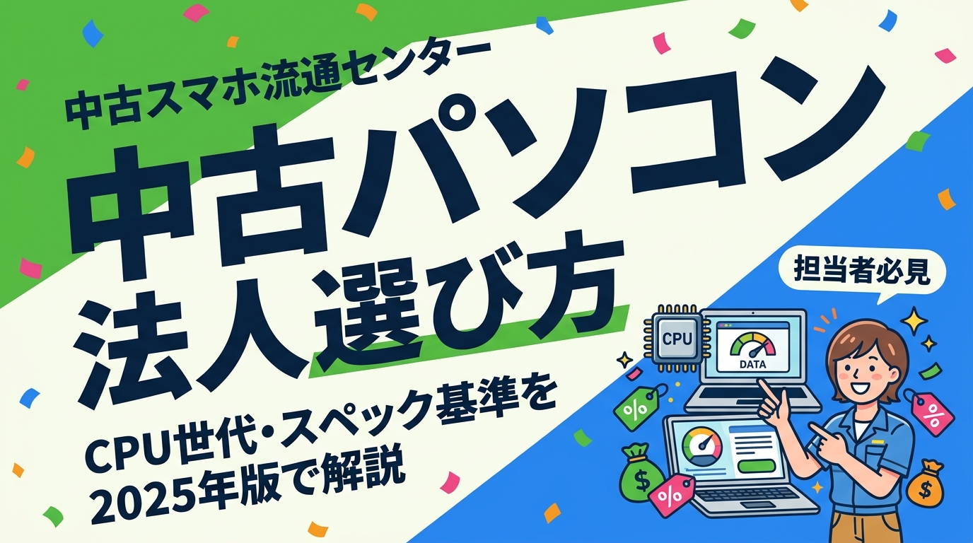 法人向け中古PCの選び方をCPU世代・メモリ・SSD容量の最低ラインから業務用途別に解説。2025年基準の実務的なスペック選定指針を情シス・購買担当者向けに詳しく紹介します。