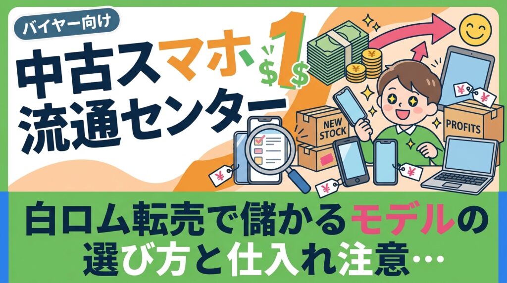 白ロム転売で利益を出すためのモデル選び・仕入れ時のチェックポイント・赤ロムリスクの回避法を実務目線で解説。古物商許可の必要性や卸直販仕入れの活用法も紹介します。