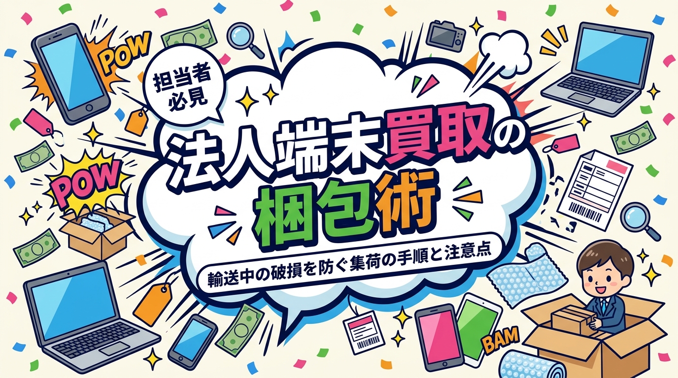 法人の端末買取で輸送中の破損を防ぐには、個別緩衝材と台数リストの同梱が基本です。梱包手順、NG例、出張集荷と宅配便の使い分けを台数・拠点数の条件で解説し、最短即日の集荷手配の流れも紹介します。